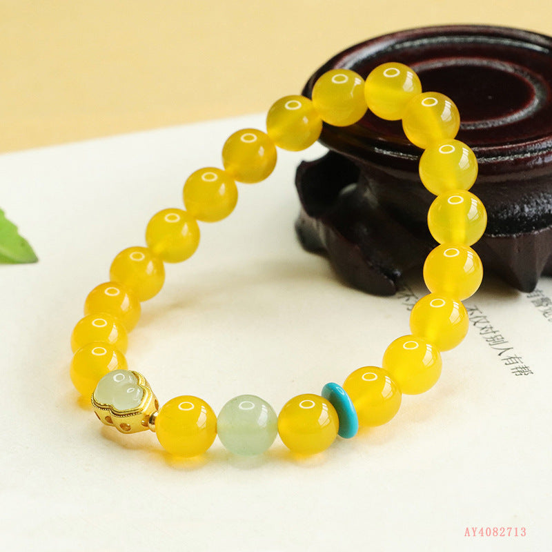 Yellow Chalcedony & Aventurine Agate DIY Bracelet
