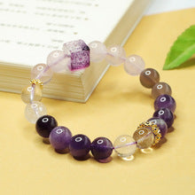 Nine Purple Li Fire Amethyst & Rose Quartz Bracelet