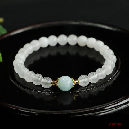 Golden Silk Jade & Aquamarine Bracelet