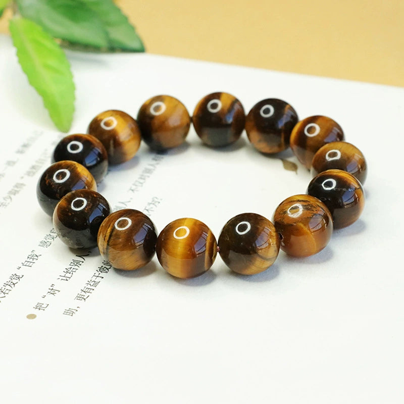 Yellow/Red/Colorful Tiger Eye Beaded Bracelet - Stone of Courage
