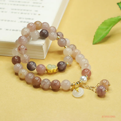 Golden Silk Jade & Smoky Purple Double Wrap DIY Bracelet
