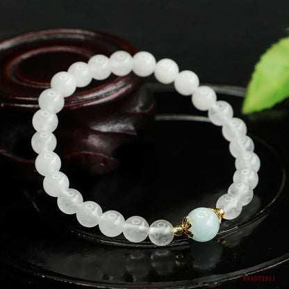 Golden Silk Jade & Aquamarine Bracelet