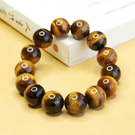 Yellow/Red/Colorful Tiger Eye Beaded Bracelet - Stone of Courage
