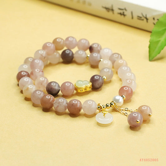 Golden Silk Jade & Smoky Purple Double Wrap DIY Bracelet