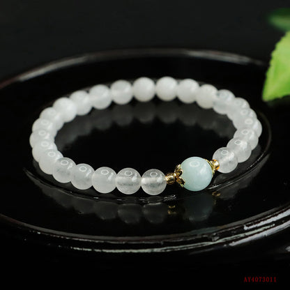 Golden Silk Jade & Aquamarine Bracelet