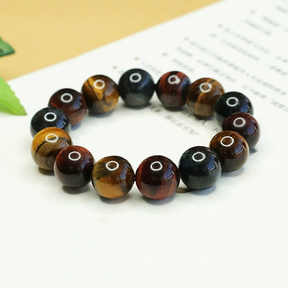 Yellow/Red/Colorful Tiger Eye Beaded Bracelet - Stone of Courage