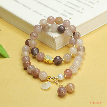 Golden Silk Jade & Smoky Purple Double Wrap DIY Bracelet