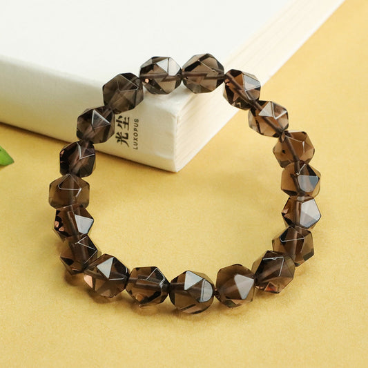 Free-Form Faceted Square Ice Obsidian Bracelet