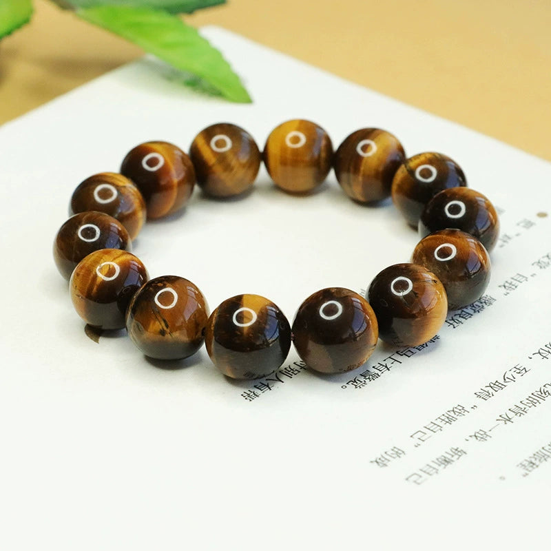 Yellow/Red/Colorful Tiger Eye Beaded Bracelet - Stone of Courage