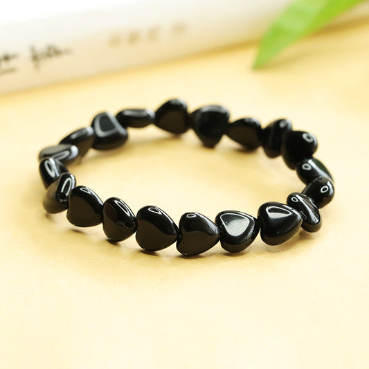 Black Agate/Rose Quartz/Tiger's Eye/Moonstone Heart Bracelet