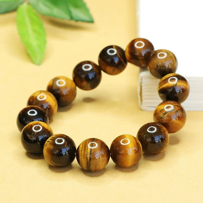 Yellow/Red/Colorful Tiger Eye Beaded Bracelet - Stone of Courage