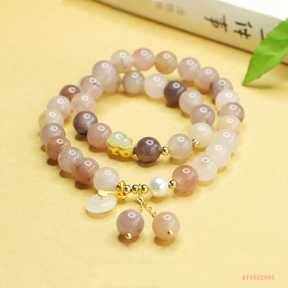Golden Silk Jade & Smoky Purple Double Wrap DIY Bracelet